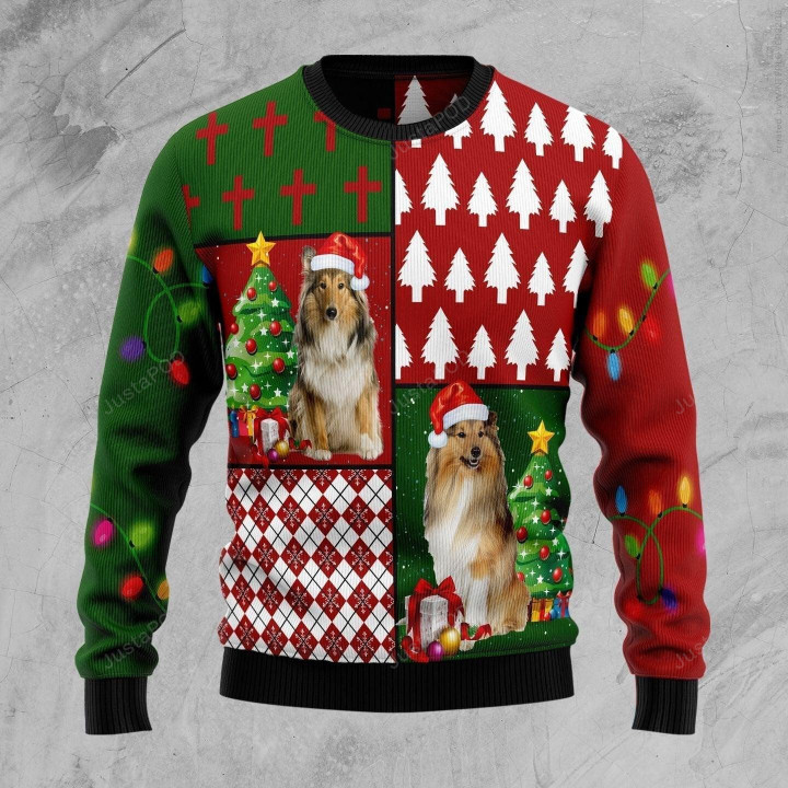 Collie Dog Hohoho Ugly Christmas Sweater, Collie Dog Hohoho 3D All Over Printed Sweater