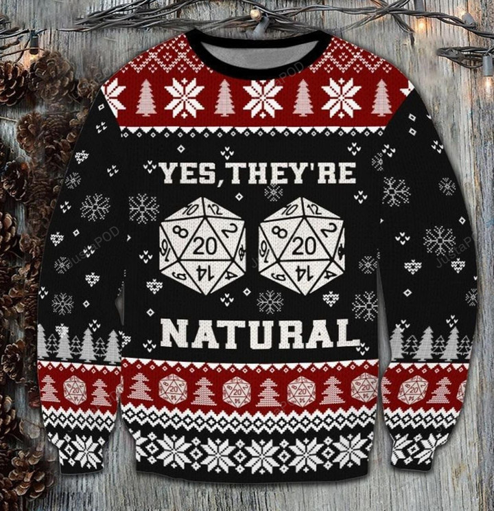 Dungeons & Dragons Dice Yes They Are Natural Ugly Christmas Sweater, Dungeons & Dragons 3D All Over Printed Sweater