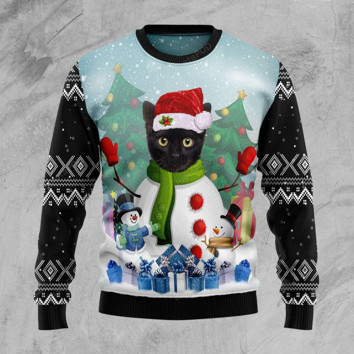 Cat Snowman Ugly Christmas Sweater, Cat Snowman 3D All Over Printed Sweater