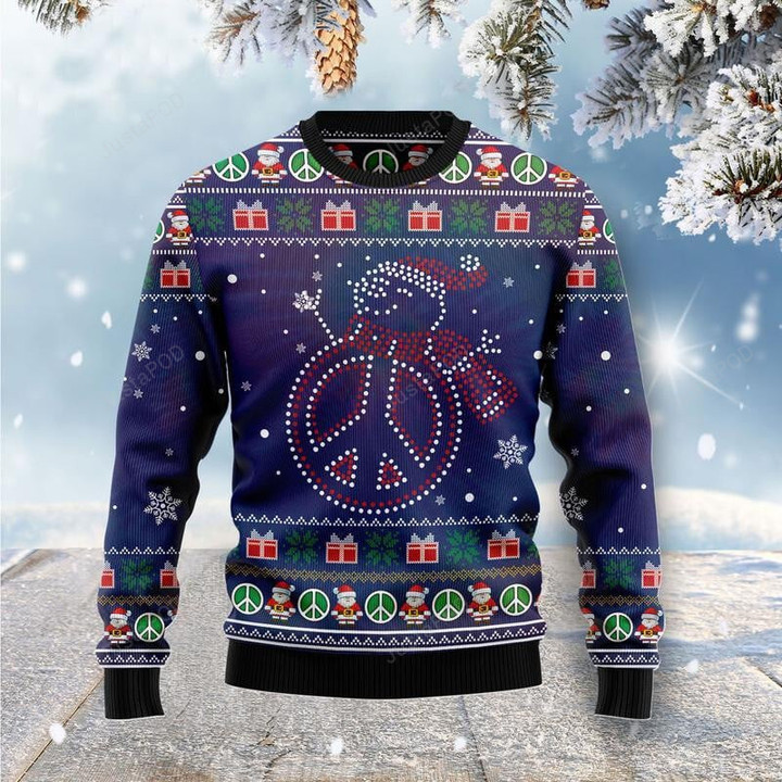 Snowman Peace Sign Ugly Christmas Sweater, Snowman Peace Sign 3D All Over Printed Sweater