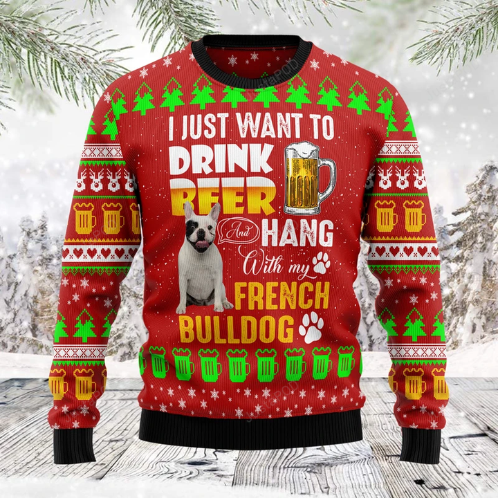 French Bulldog Ugly Christmas Sweater, French Bulldog 3D All Over Printed Sweater
