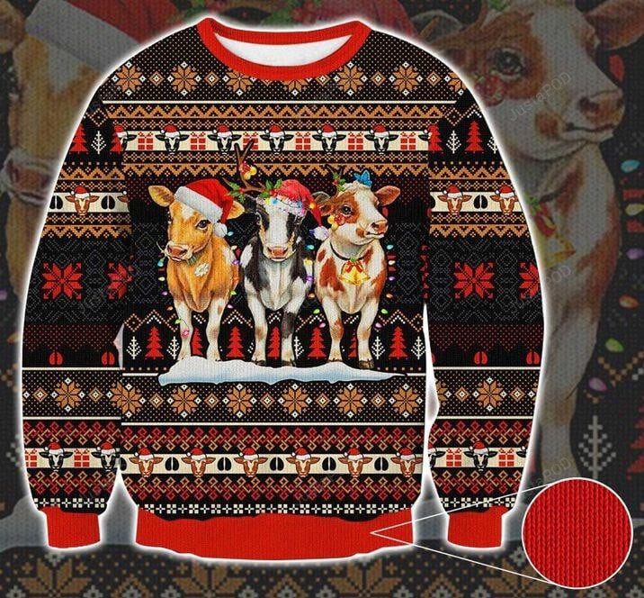 Cows Christmas Light Ugly Christmas Sweater, Cows Christmas Light 3D All Over Printed Sweater