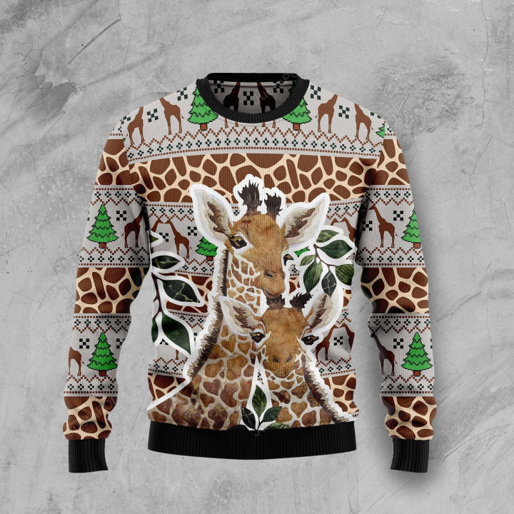 Giraffe Family Ugly Christmas Sweater, Giraffe Family 3D All Over Printed Sweater