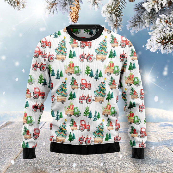 Christmas Tractor Ugly Christmas Sweater, Christmas Tractor 3D All Over Printed Sweater