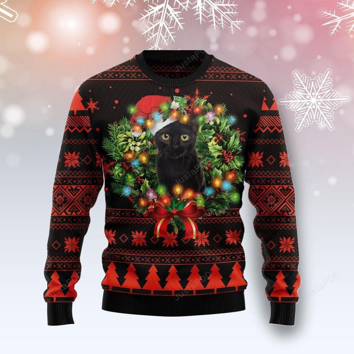 Cute Black Cat Ugly Christmas Sweater, Cute Black Cat 3D All Over Printed Sweater