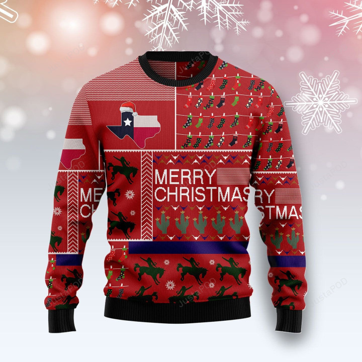 Texas Merry Christmas Ugly Christmas Sweater, Texas Merry Christmas 3D All Over Printed Sweater