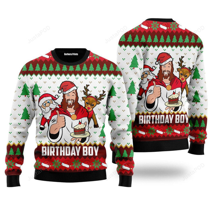 Jesus Birthday Boy Ugly Christmas Sweater, Jesus Birthday Boy 3D All Over Printed Sweater