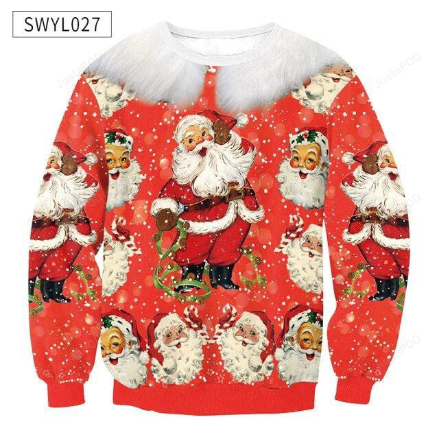 Santa Claus Christmas Ugly Christmas Sweater, Santa Claus Christmas 3D All Over Printed Sweater