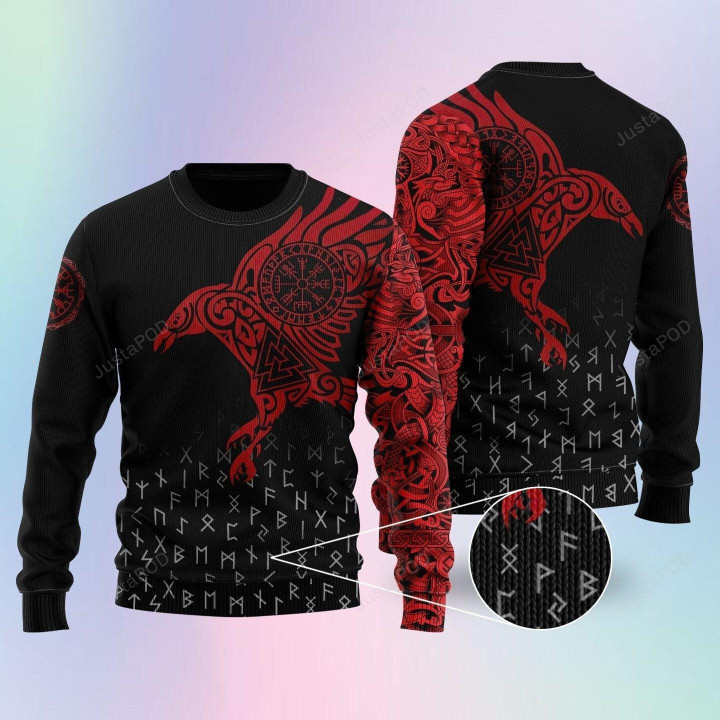 The Raven Of Odin Ugly Christmas Sweater, The Raven Of Odin 3D All Over Printed Sweater