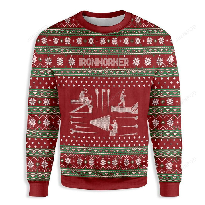 Ironworker Christmas Ugly Christmas Sweater, Ironworker Christmas 3D All Over Printed Sweater