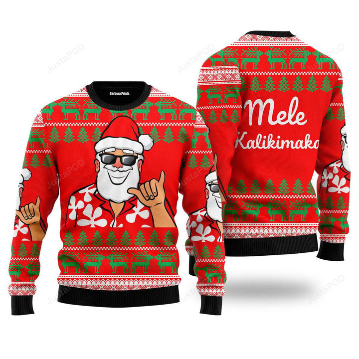 Hawaii Santa Claus Funny Ugly Christmas Sweater, Hawaii Santa Claus Funny 3D All Over Printed Sweater