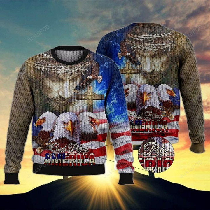 God Bless America Ugly Christmas Sweater, God Bless America 3D All Over Printed Sweater