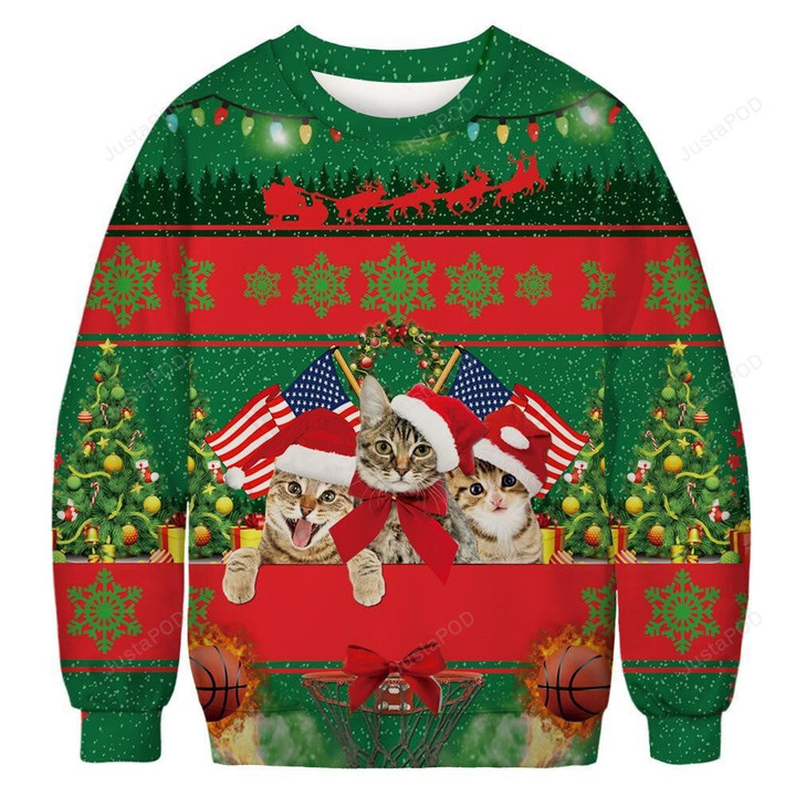 Funny Cat Ugly Christmas Sweater, Funny Cat 3D All Over Printed Sweater