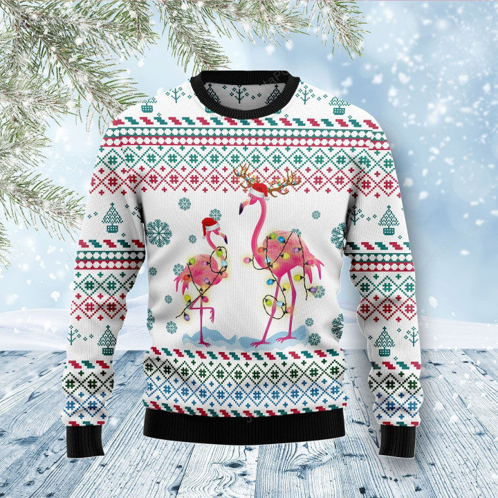 Flamingo Christmas Reunion Ugly Christmas Sweater, Flamingo Christmas Reunion 3D All Over Printed Sweater