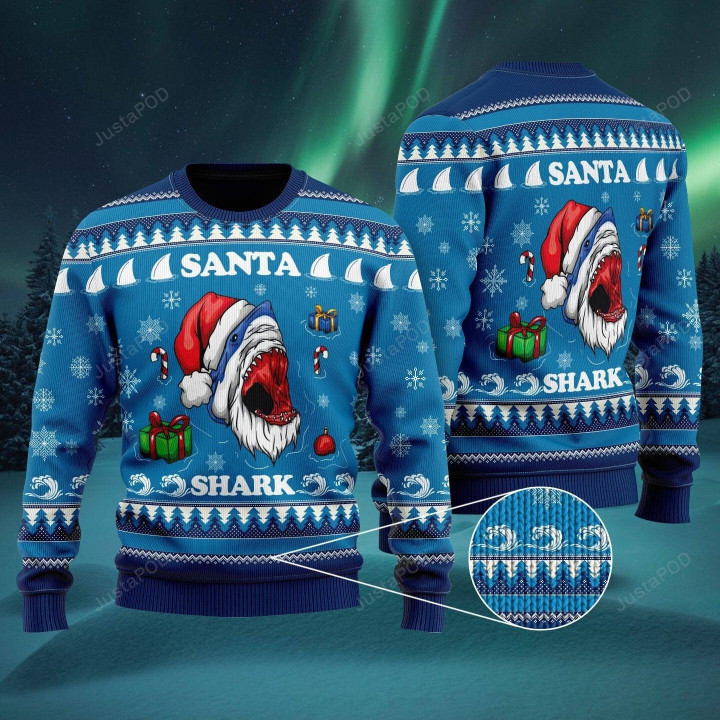 Santa Shark Ugly Christmas Sweater, Santa Shark 3D All Over Printed Sweater