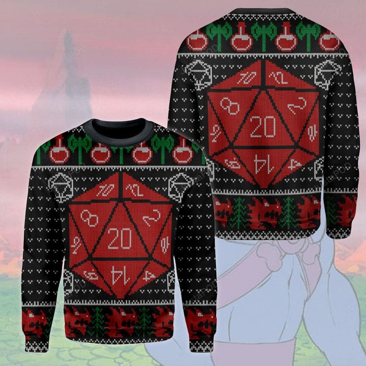 D&D Ugly Christmas Sweater, D&D 3D All Over Printed Sweater