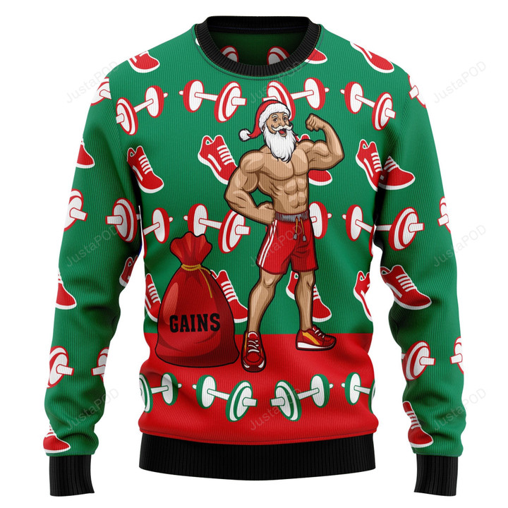 Santa Gym Ugly Christmas Sweater, Santa Gym 3D All Over Printed Sweater