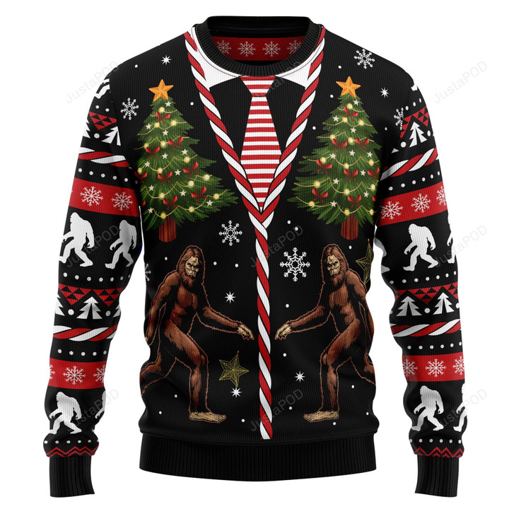 Vintage Bigfoot Ugly Christmas Sweater, Vintage Bigfoot 3D All Over Printed Sweater