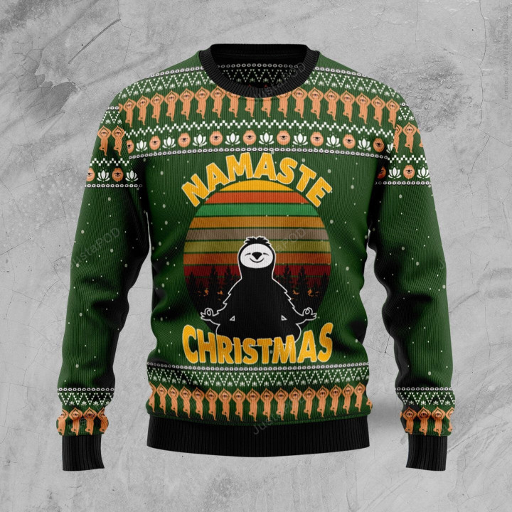 Sloth Namaste Ugly Christmas Sweater, Sloth Namaste 3D All Over Printed Sweater