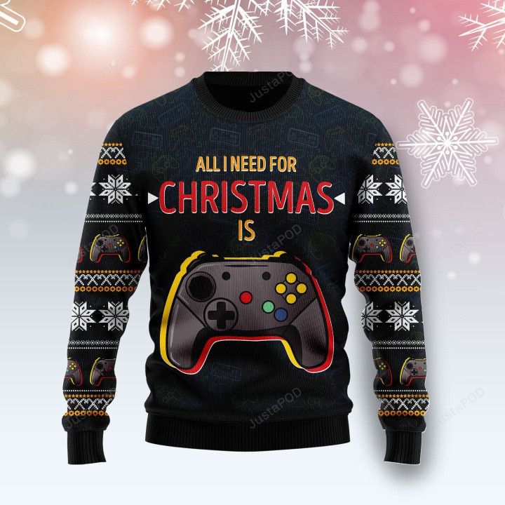 Games All I Need Ugly Christmas Sweater, Games All I Need 3D All Over Printed Sweater