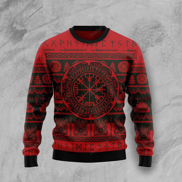 Viking Vegvisir Ugly Christmas Sweater, Viking Vegvisir 3D All Over Printed Sweater
