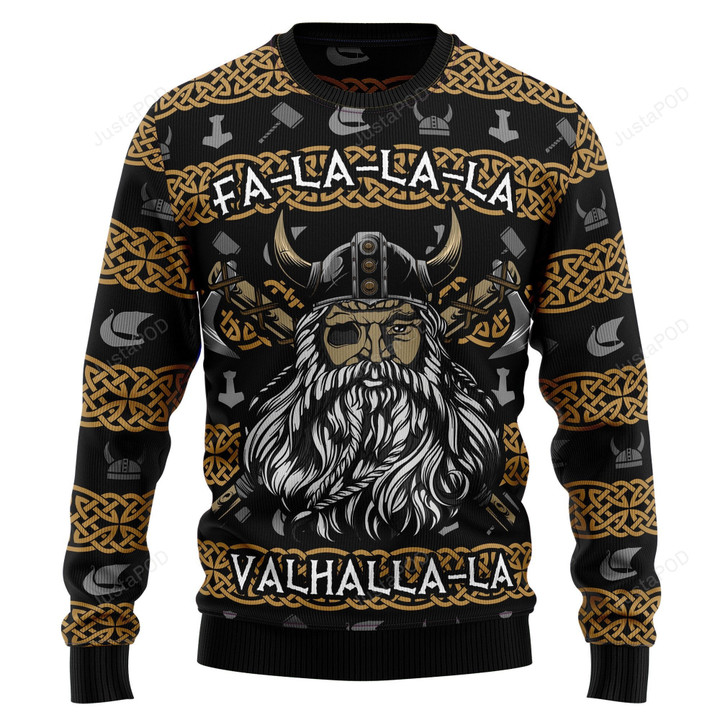 Valhalla La La La Ugly Christmas Sweater, Valhalla La La La 3D All Over Printed Sweater
