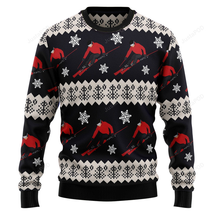 Skiing Christmas Ugly Christmas Sweater, Skiing Christmas 3D All Over Printed Sweater