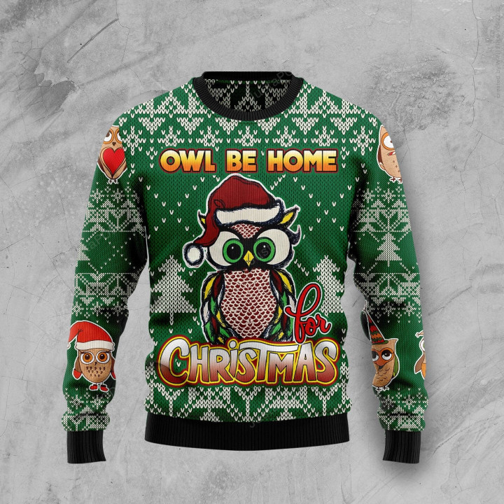 Owl Be Home For Christmas Ugly Christmas Sweater, Owl Be Home For Christmas 3D All Over Printed Sweater