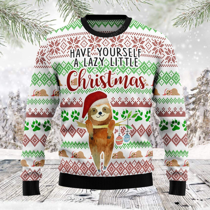 Have Yourself A Lazy Christmas Sloth Ugly Christmas Sweater, Have Yourself A Lazy Christmas Sloth 3D All Over Printed Sweater
