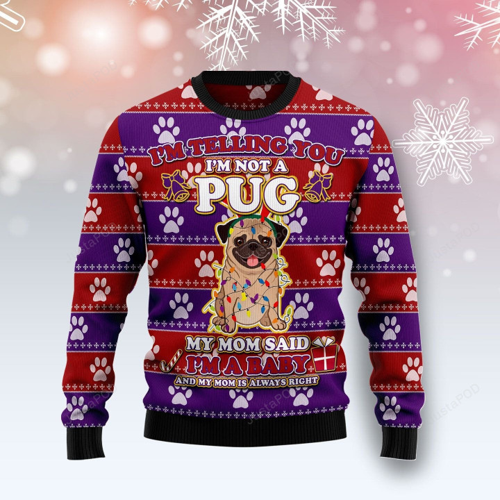 Pug Baby Christmas Ugly Christmas Sweater, Pug Baby Christmas 3D All Over Printed Sweater