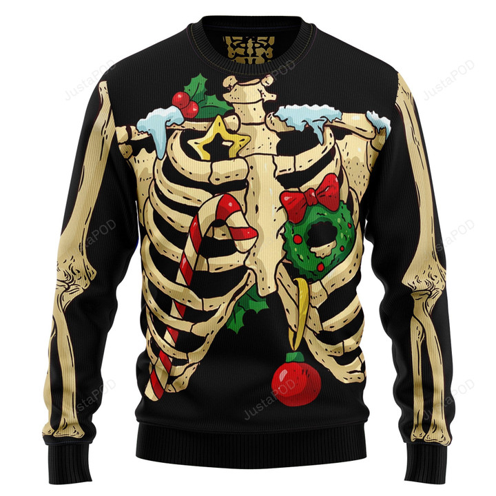 Skeleton Christmas Awesome Ugly Christmas Sweater, Skeleton Christmas Awesome 3D All Over Printed Sweater