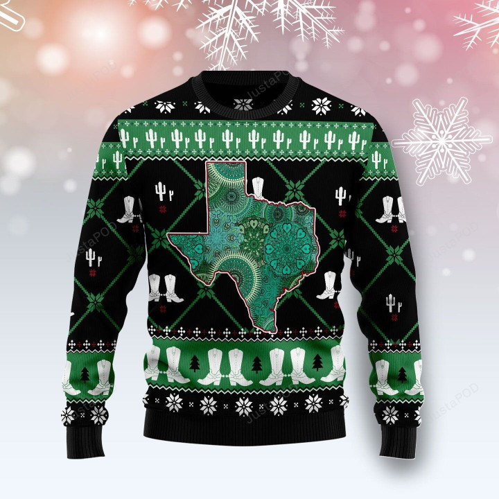 Texas USA Symbols Pattern Ugly Christmas Sweater, Texas USA Symbols Pattern 3D All Over Printed Sweater