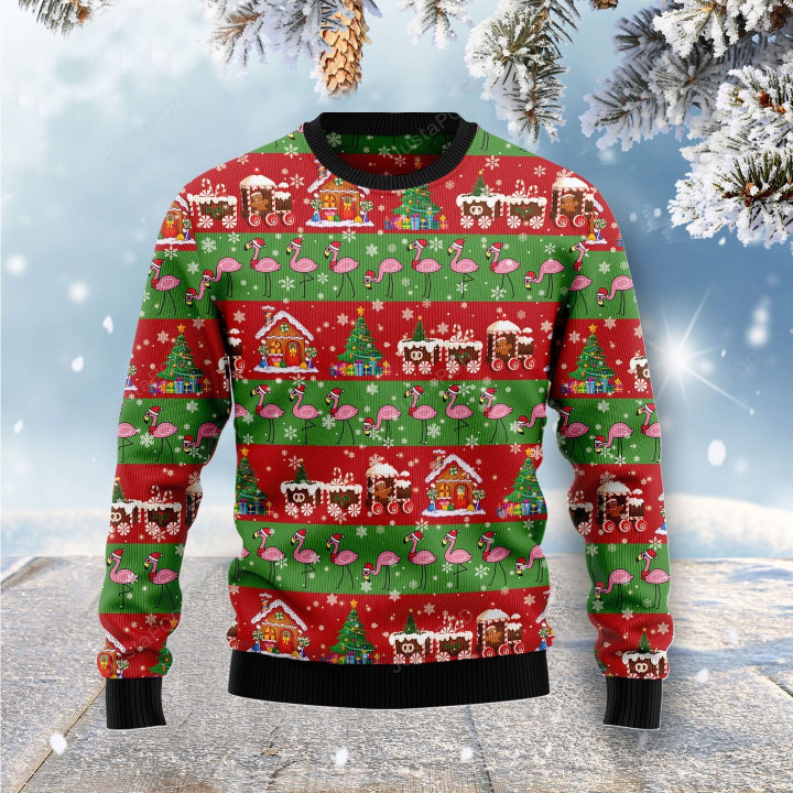 Flamingo Snow Ugly Christmas Sweater, Flamingo Snow 3D All Over Printed Sweater
