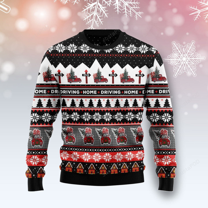 Truck Driving Home Ugly Christmas Sweater, Truck Driving Home 3D All Over Printed Sweater