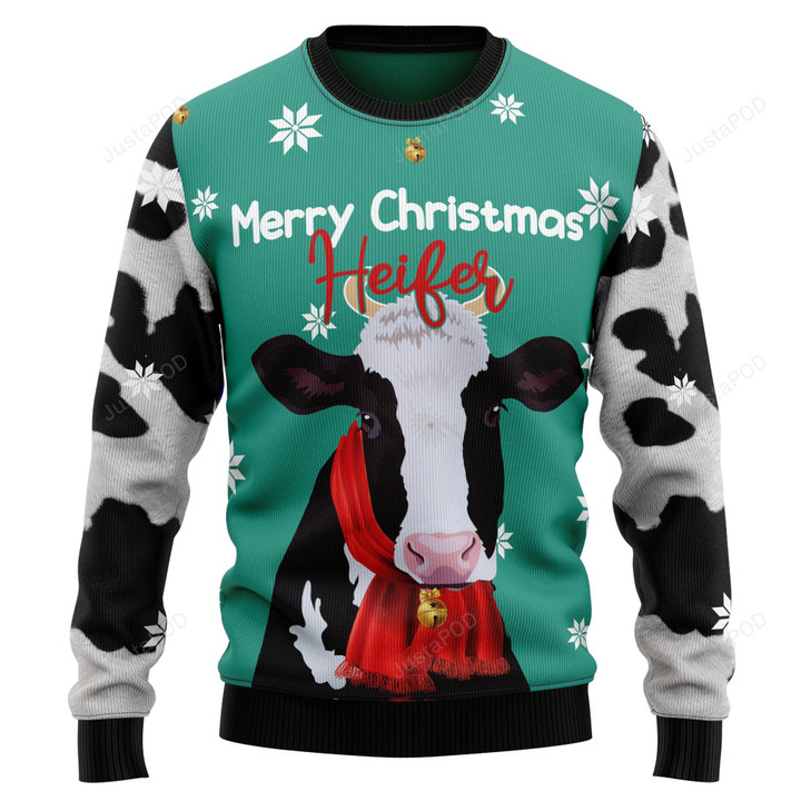 Merry Christmas Heifer Ugly Christmas Sweater, Merry Christmas Heifer 3D All Over Printed Sweater