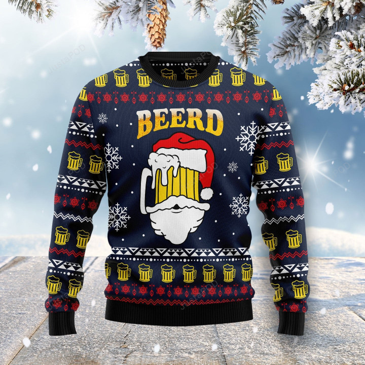 Santa Beerd Ugly Christmas Sweater, Santa Beerd 3D All Over Printed Sweater