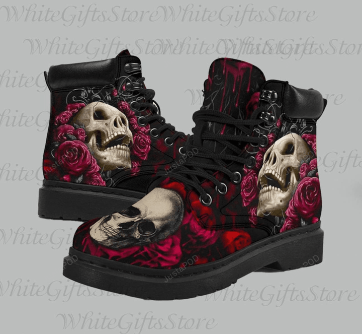 Floral Skull Tim Boots