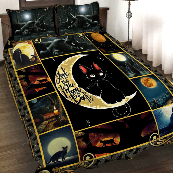 Black Cat I Love You To The Moon And Back 3D Quilt Set Hobberry