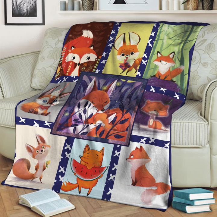 Cute Fox Complication 3D Throw Blanket