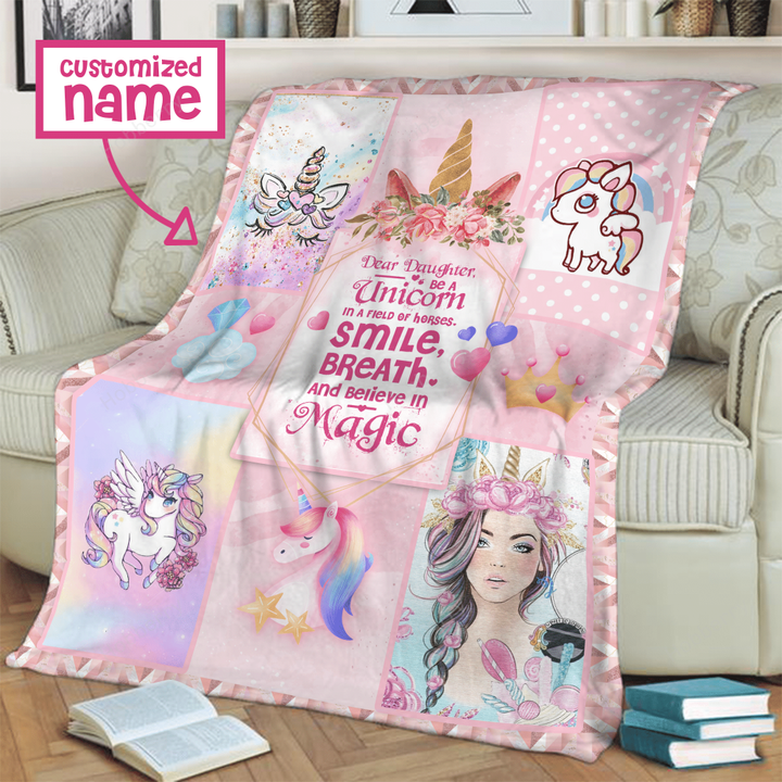 Be A Unicorn In A Field Of Horses. Smile, Breath And Believe In Magic 3D Throw Blanket Hobberry