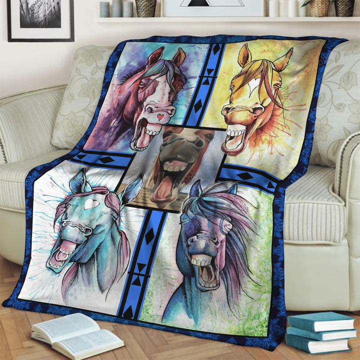 Hilarious Smiling Horse Complication 3D Throw Blanket