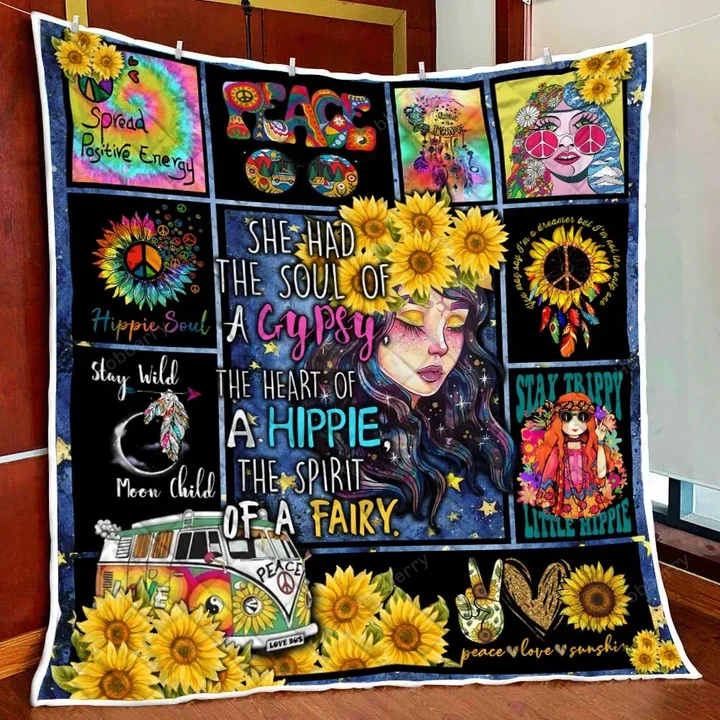 Hippie Girl She Has The Soul Of A Gypsy Quilt Blanket Quilt Set Hobberry