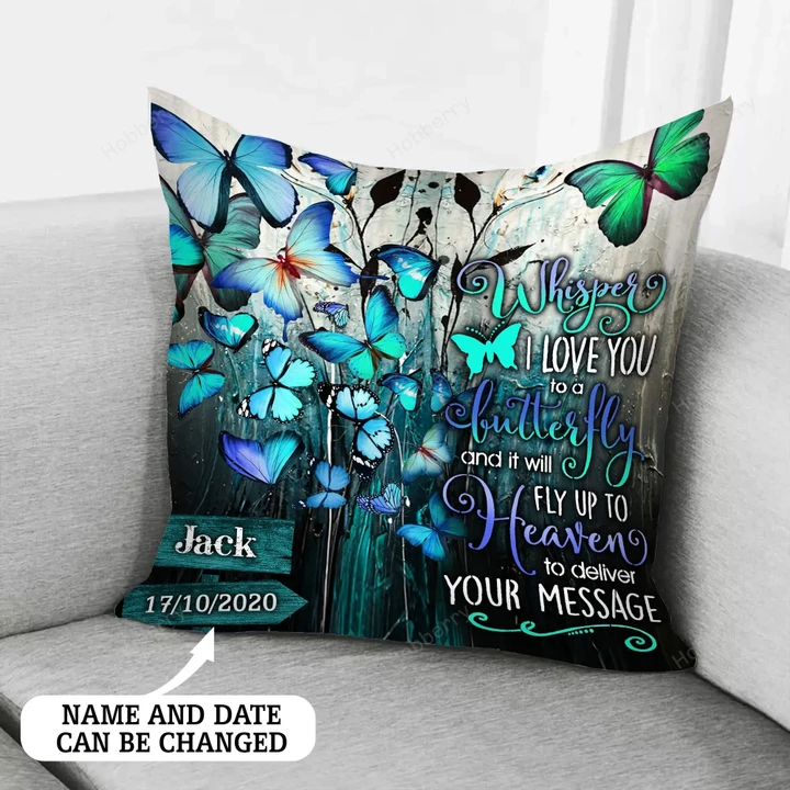 Personalized Love In Heaven Cushion Butterfly Delivers Your Message Pillow Hobberry