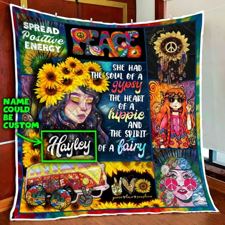 Personalized Hippie Girl She Has The Soul Of A Gypsy Quilt Blanket Quilt Set Hobberry