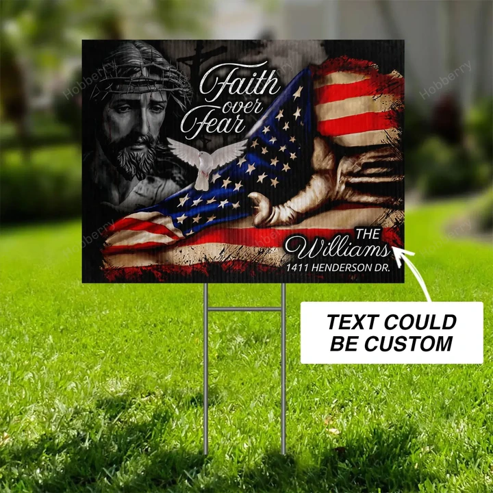 Personalized Faith Over Fear God Jesus Yard Sign