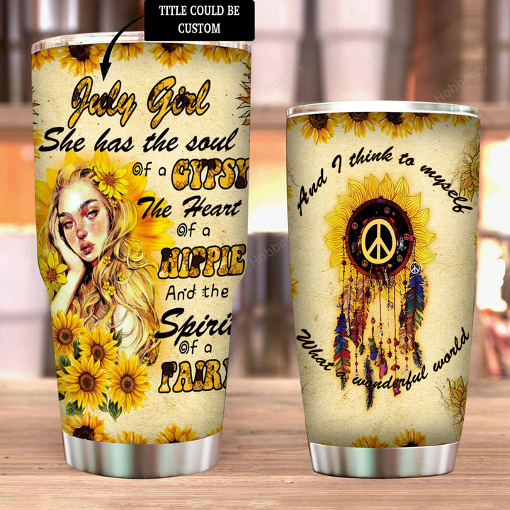 Customized August Hippie Girl Birthday Insulated Stainless Steel Tumbler 20oz / 30oz