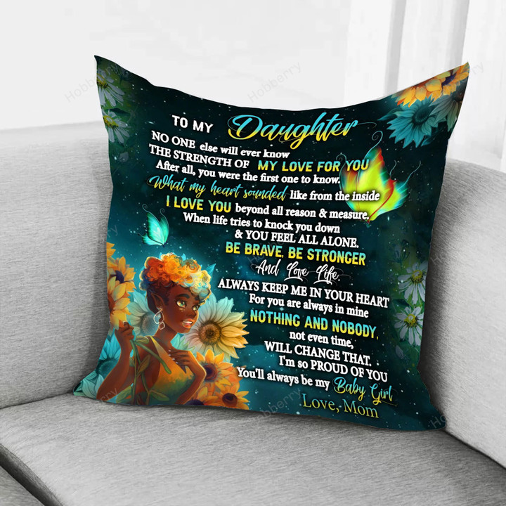 To My Daughter Black Girl Pillow