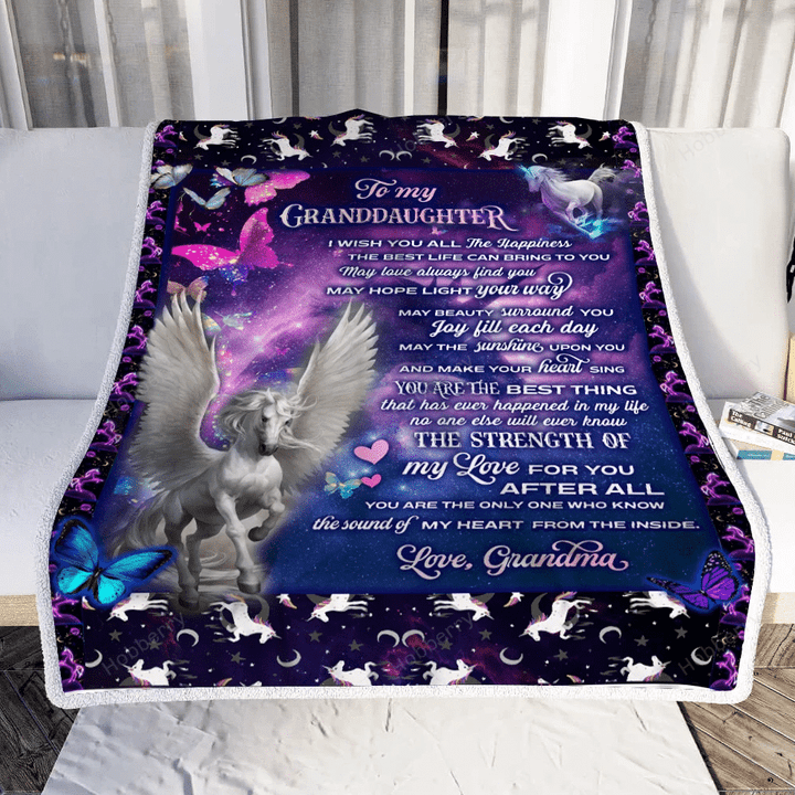 To My Granddaughter I Wish You All The Happiness Unicorn Blanket