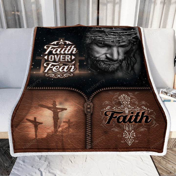 Jesus Christian. Faith Over Fear Throw Blanket