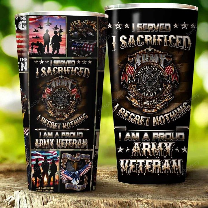 U.S. Army I Am A Proud Army Veteran Insulated Stainless Steel Tumbler 20oz / 30oz